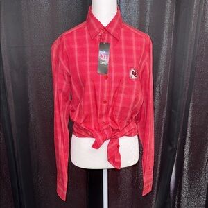 NFL KC Chiefs Red Plaid Shirt with Team Logo